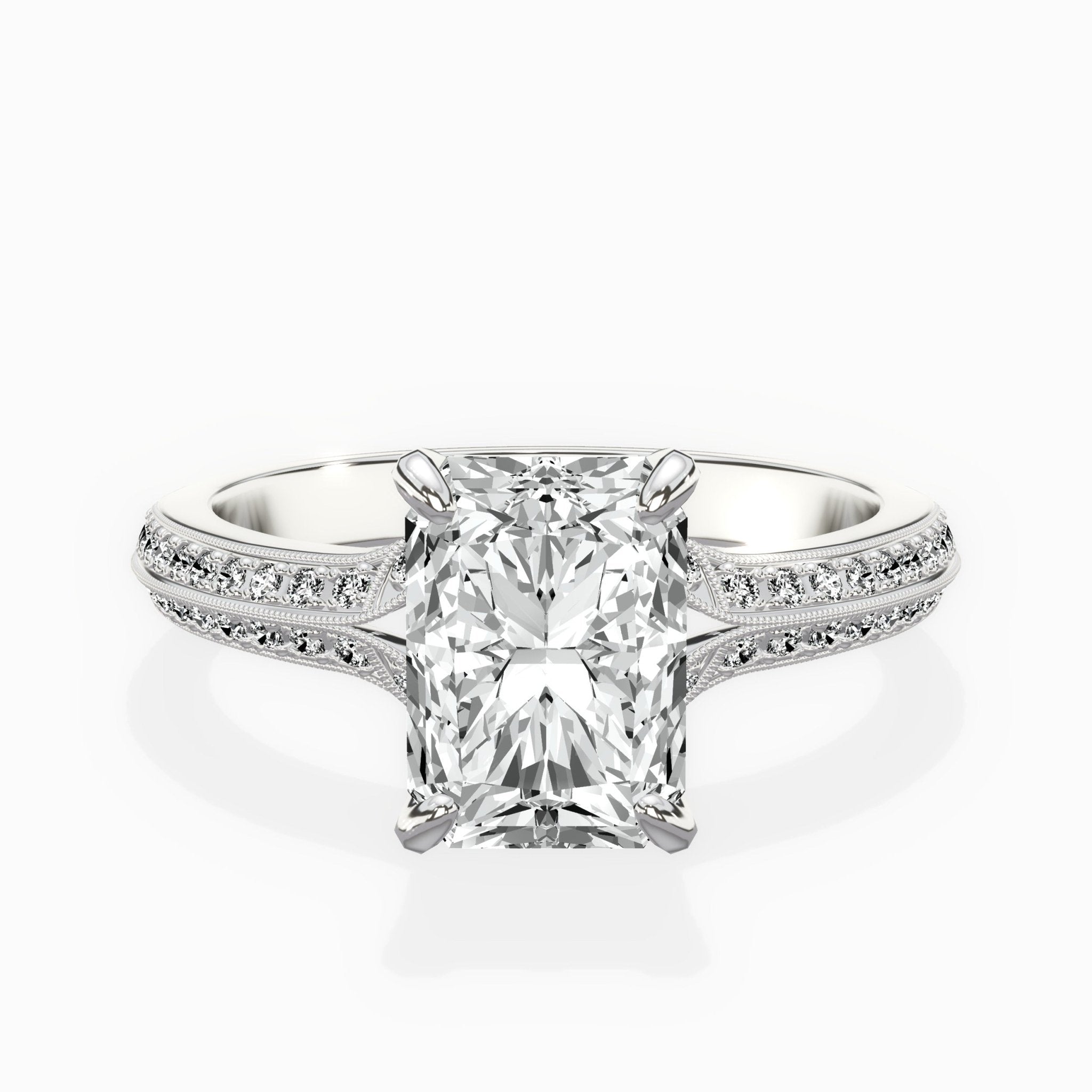 Two Petals Pave Vintage Engagement Ring - The Better Diamonds