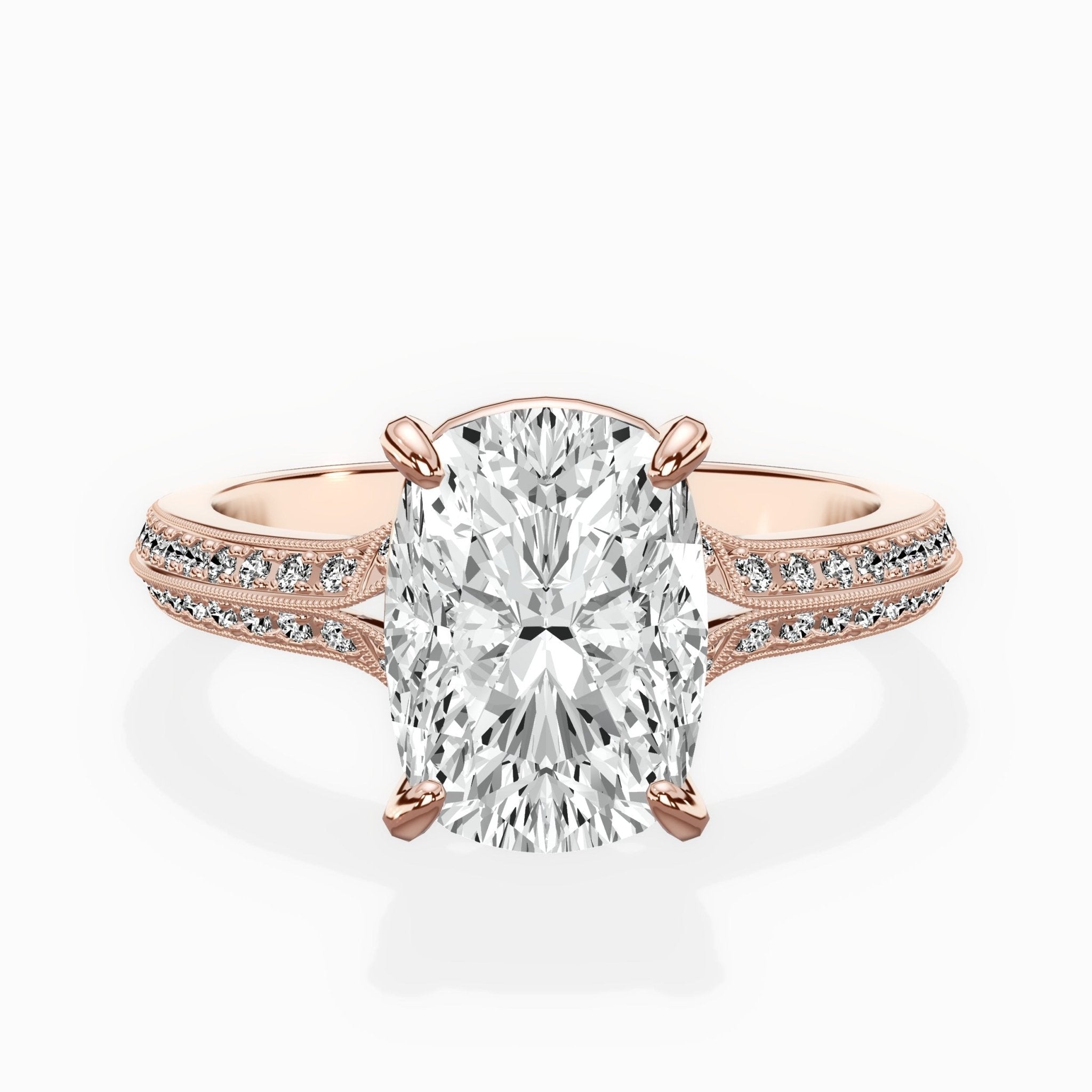 Two Petals Pave Vintage Engagement Ring - The Better Diamonds