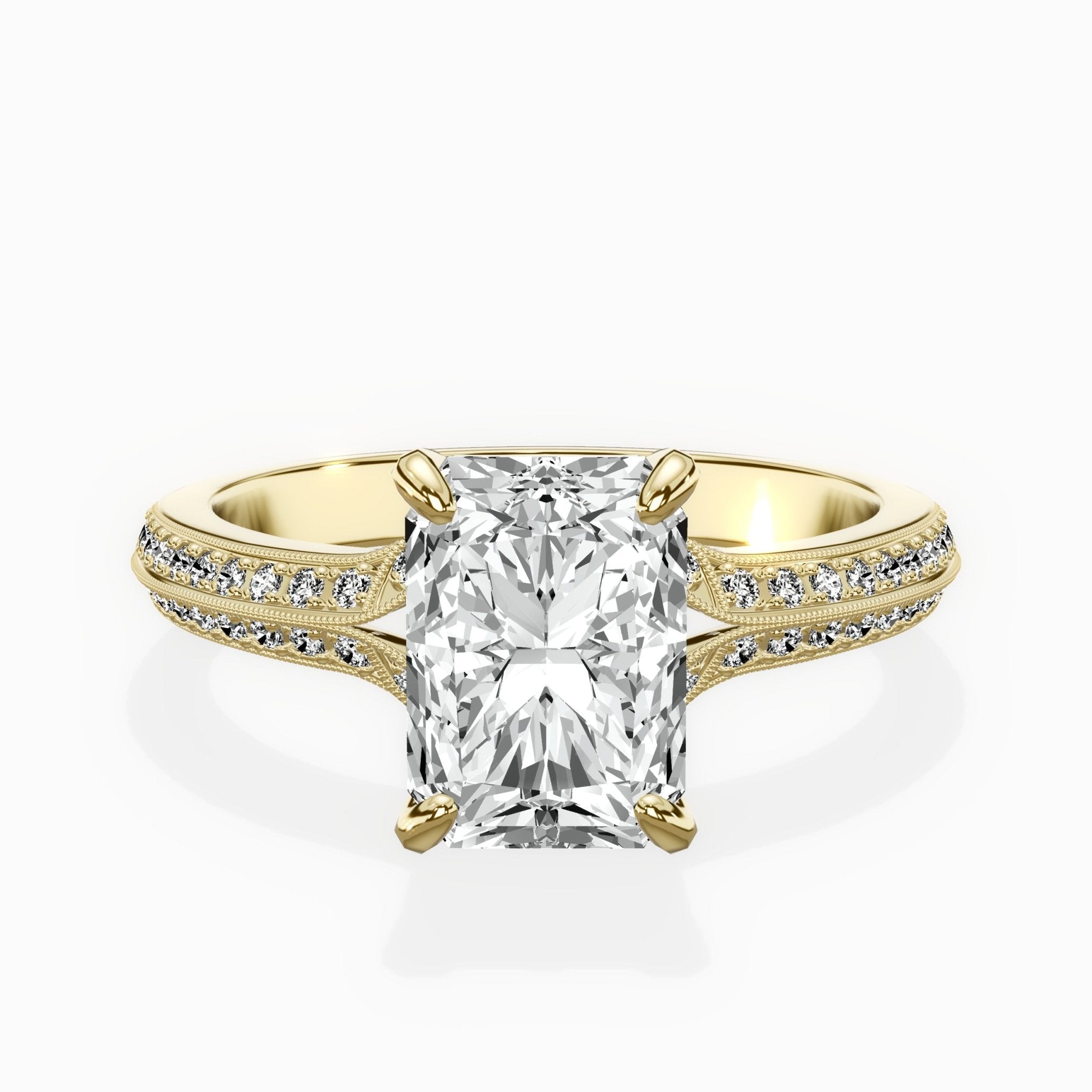 Two Petals Pave Vintage Engagement Ring - The Better Diamonds