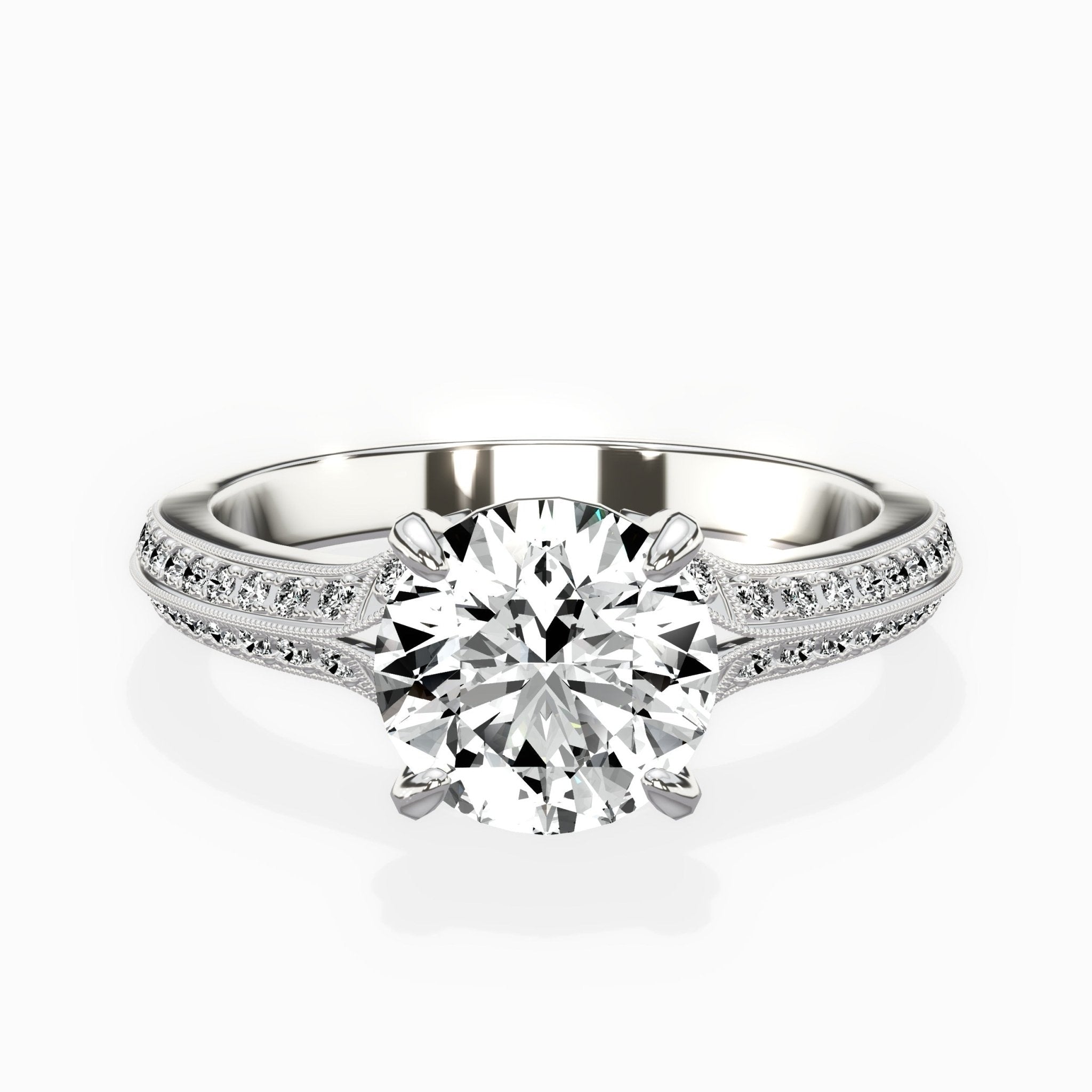 Two Petals Pave Vintage Engagement Ring - The Better Diamonds