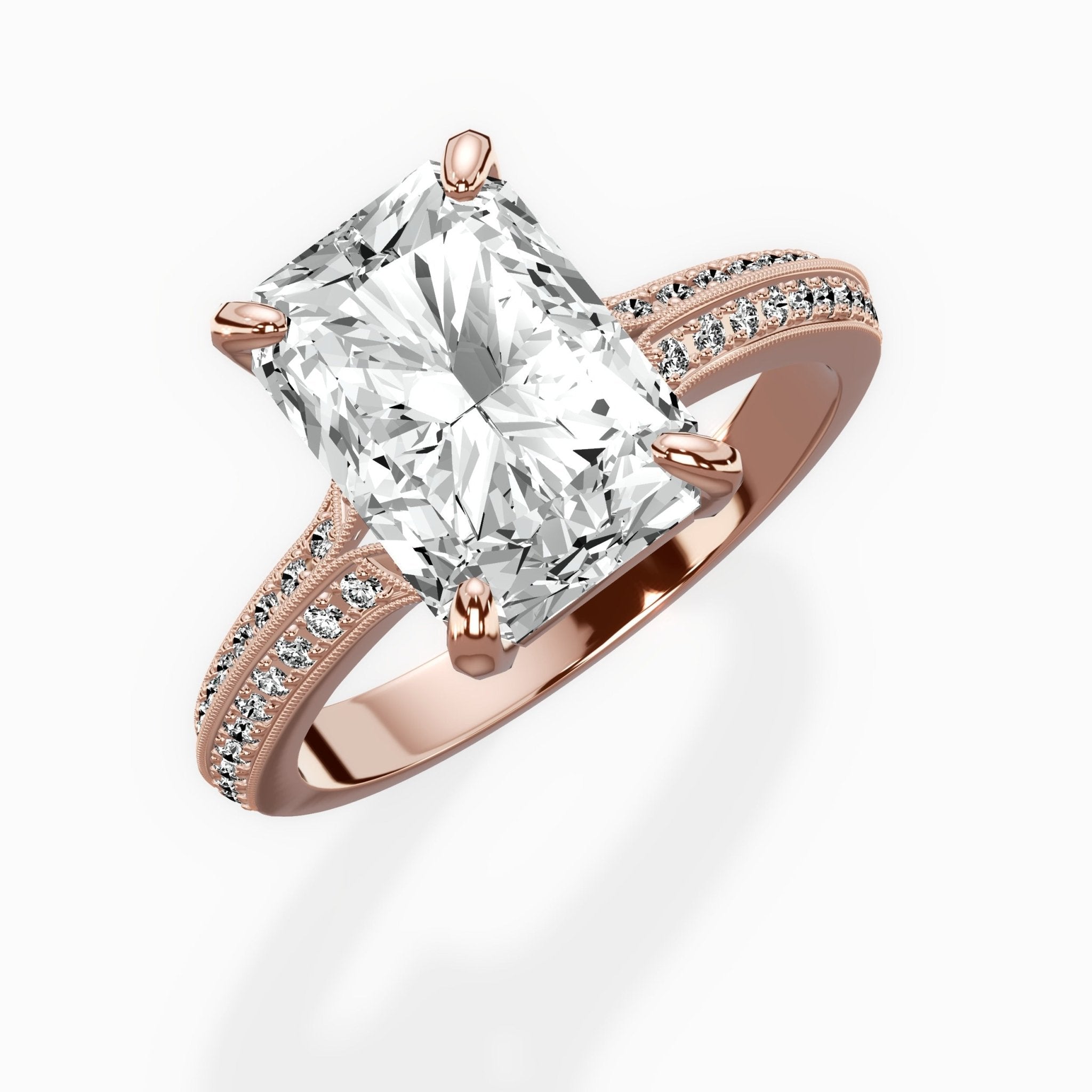 Two Petals Pave Vintage Engagement Ring - The Better Diamonds