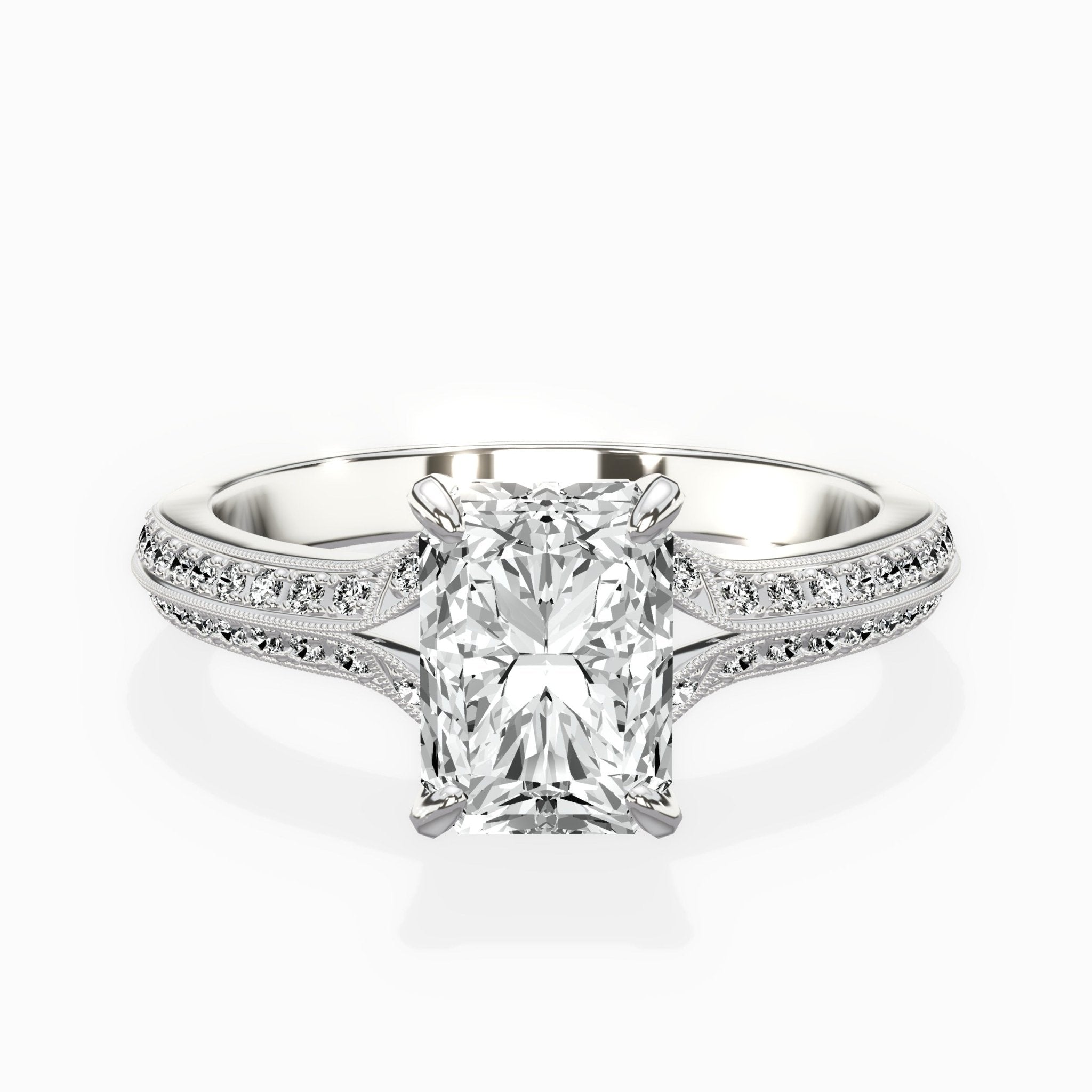 Two Petals Pave Vintage Engagement Ring - The Better Diamonds