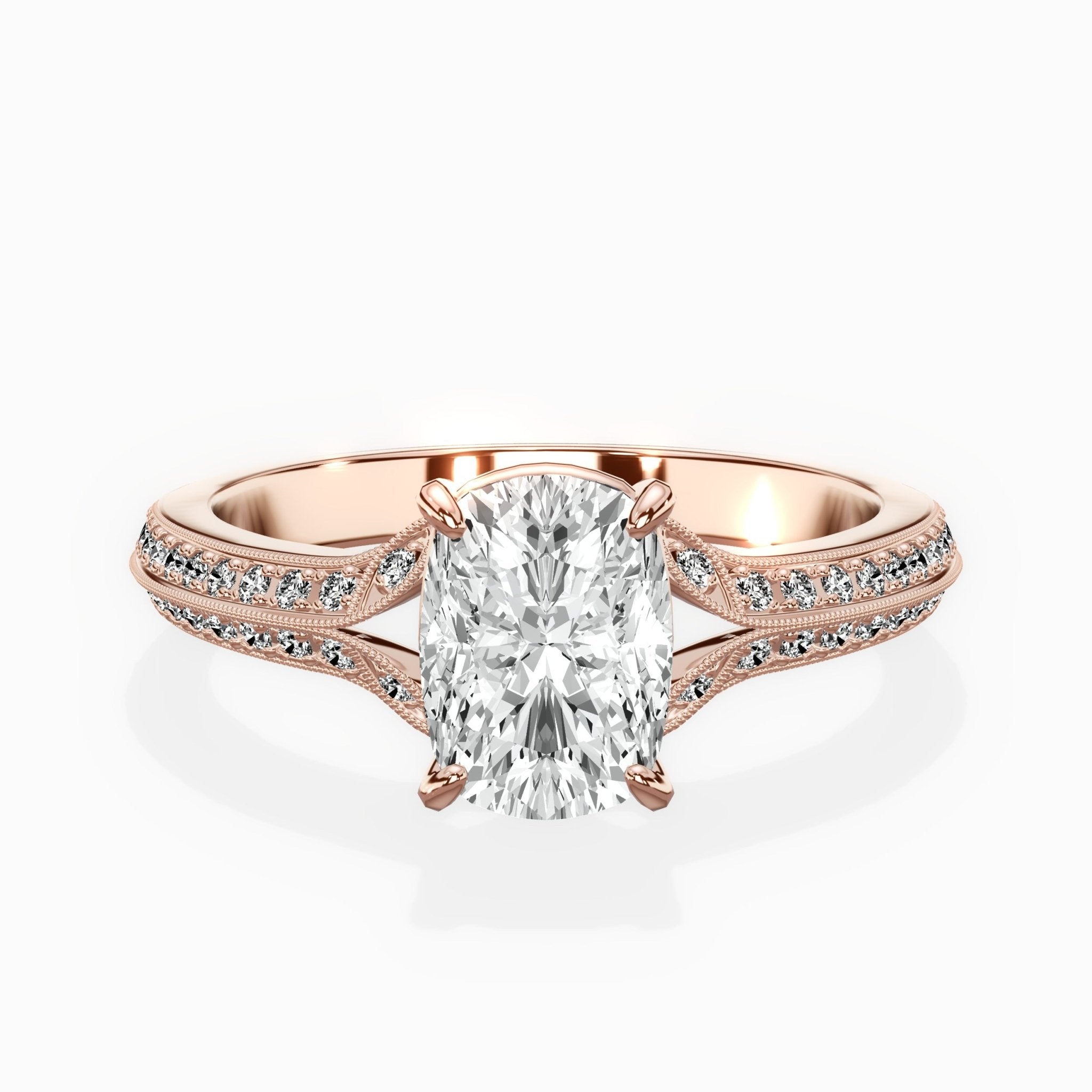 Two Petals Pave Vintage Engagement Ring - The Better Diamonds