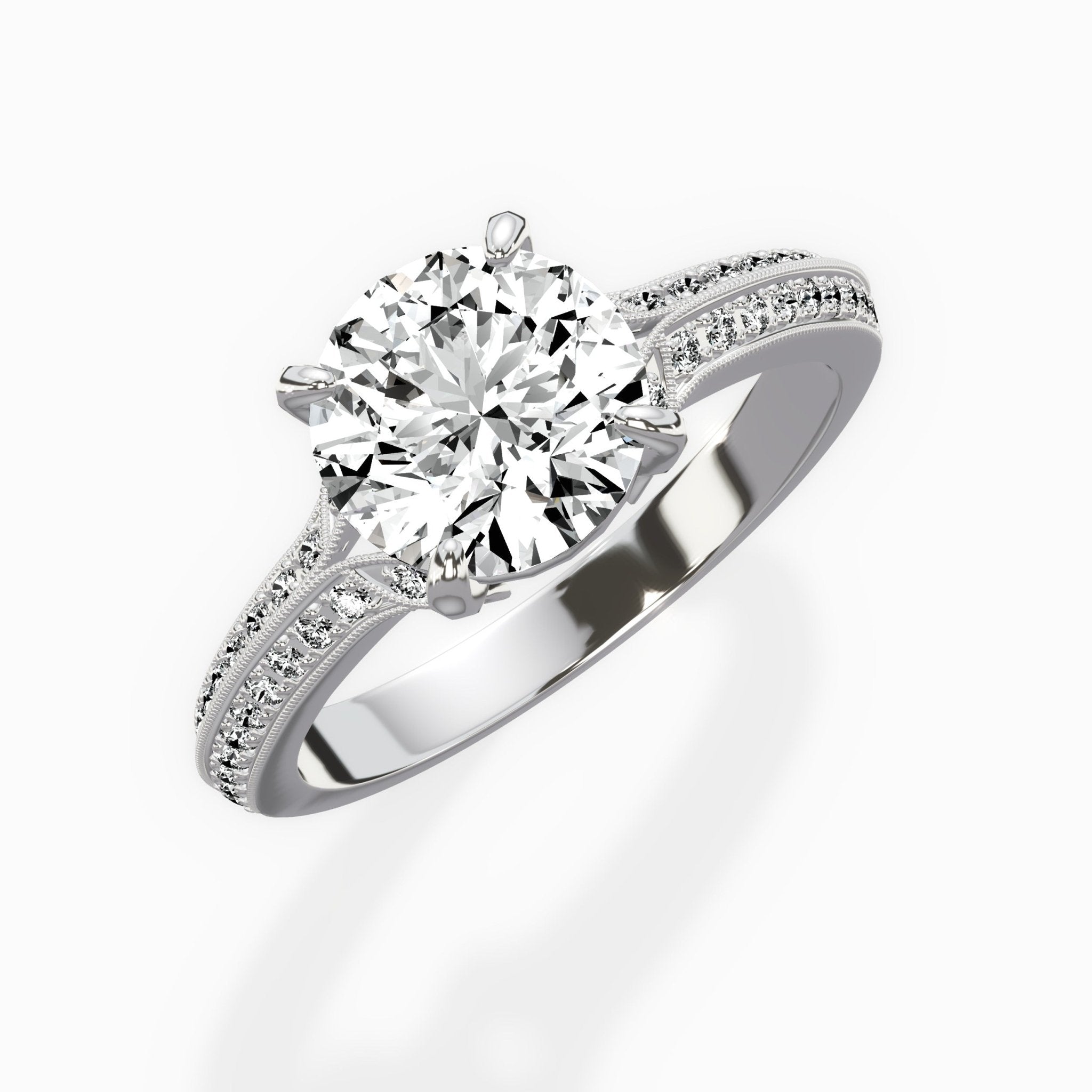 Two Petals Pave Vintage Engagement Ring - The Better Diamonds