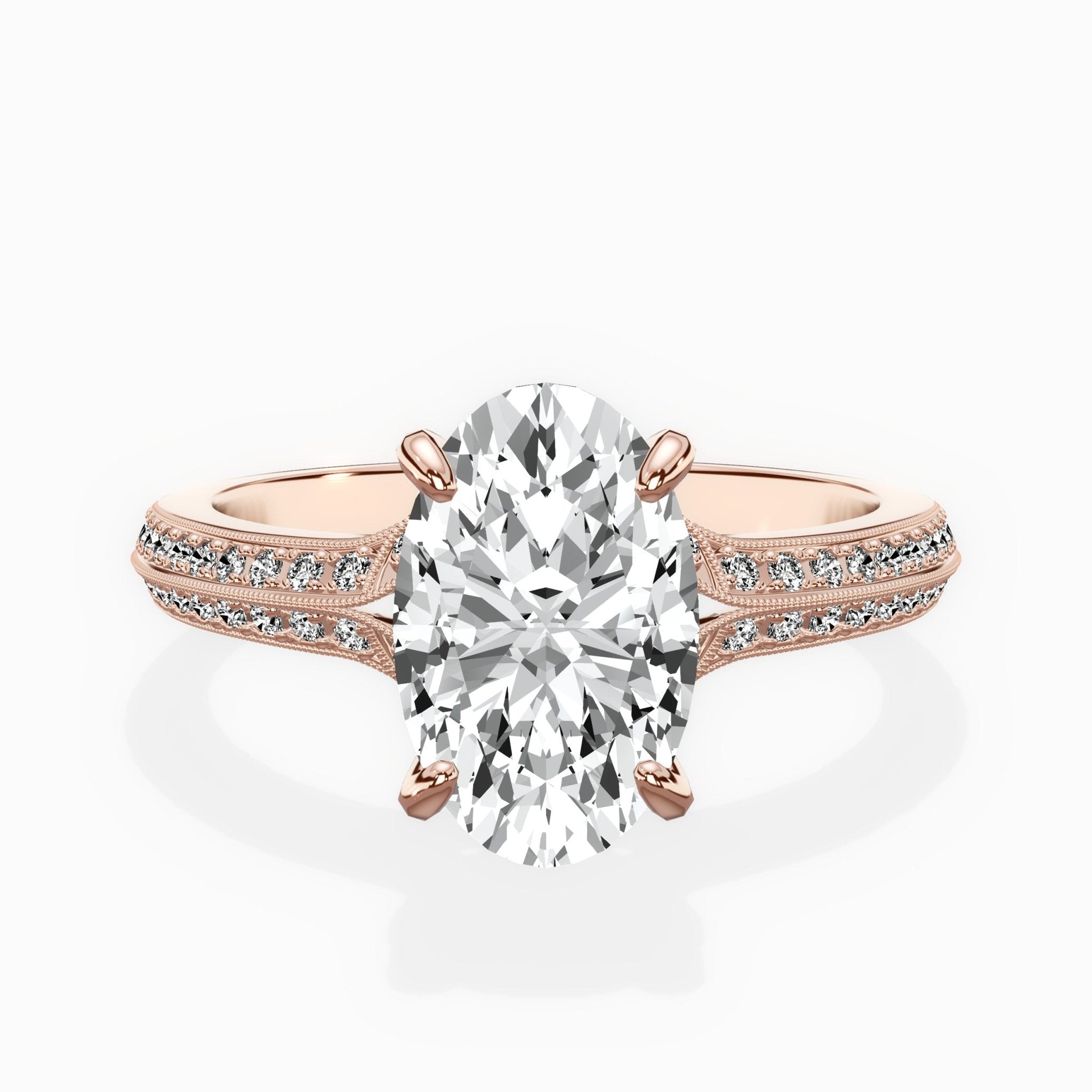 Two Petals Pave Vintage Engagement Ring - The Better Diamonds
