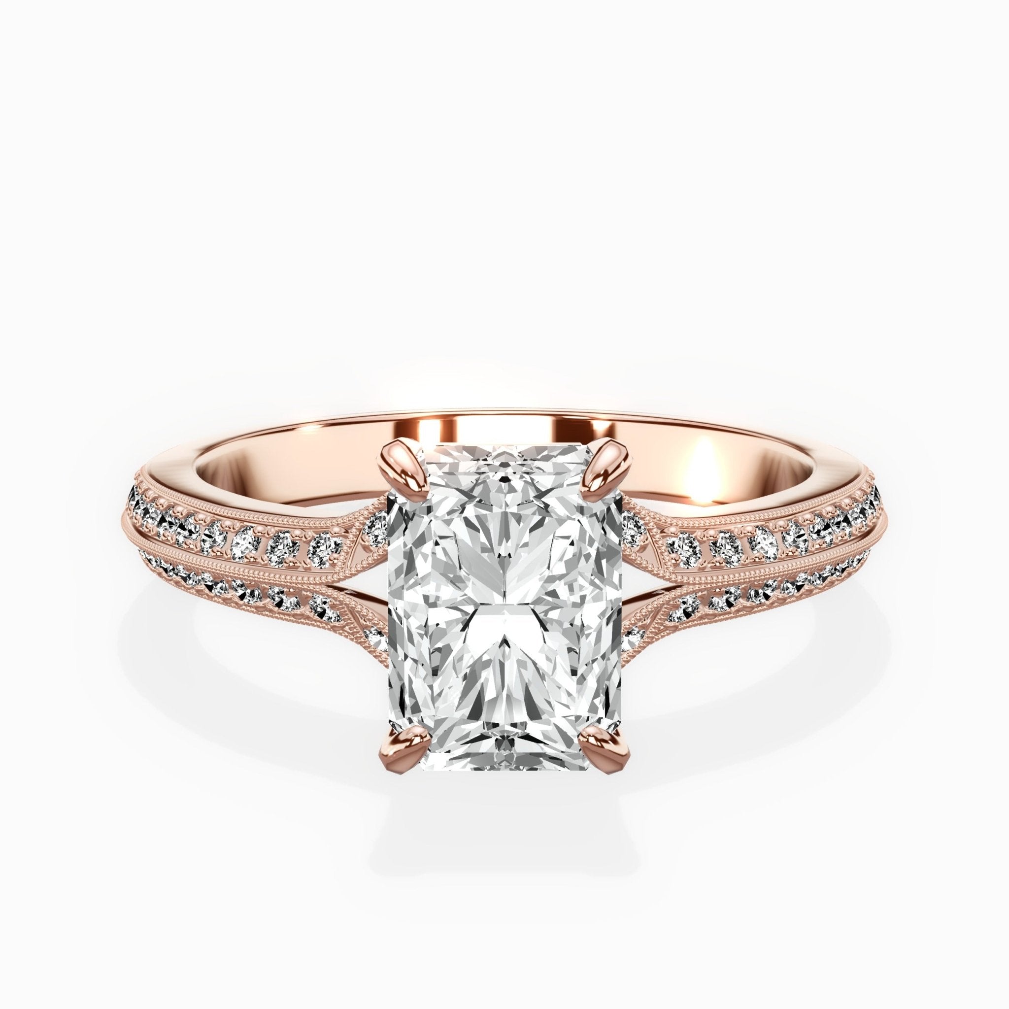 Two Petals Pave Vintage Engagement Ring - The Better Diamonds