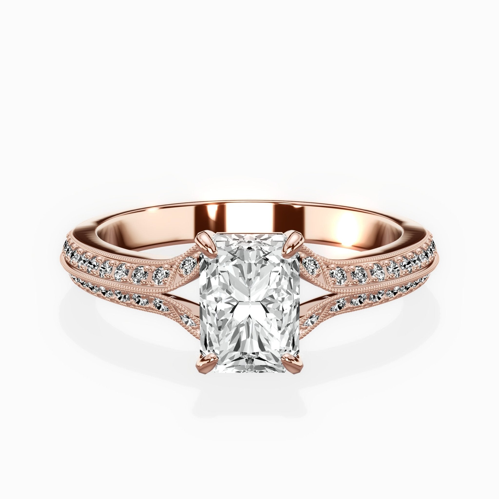Two Petals Pave Vintage Engagement Ring - The Better Diamonds