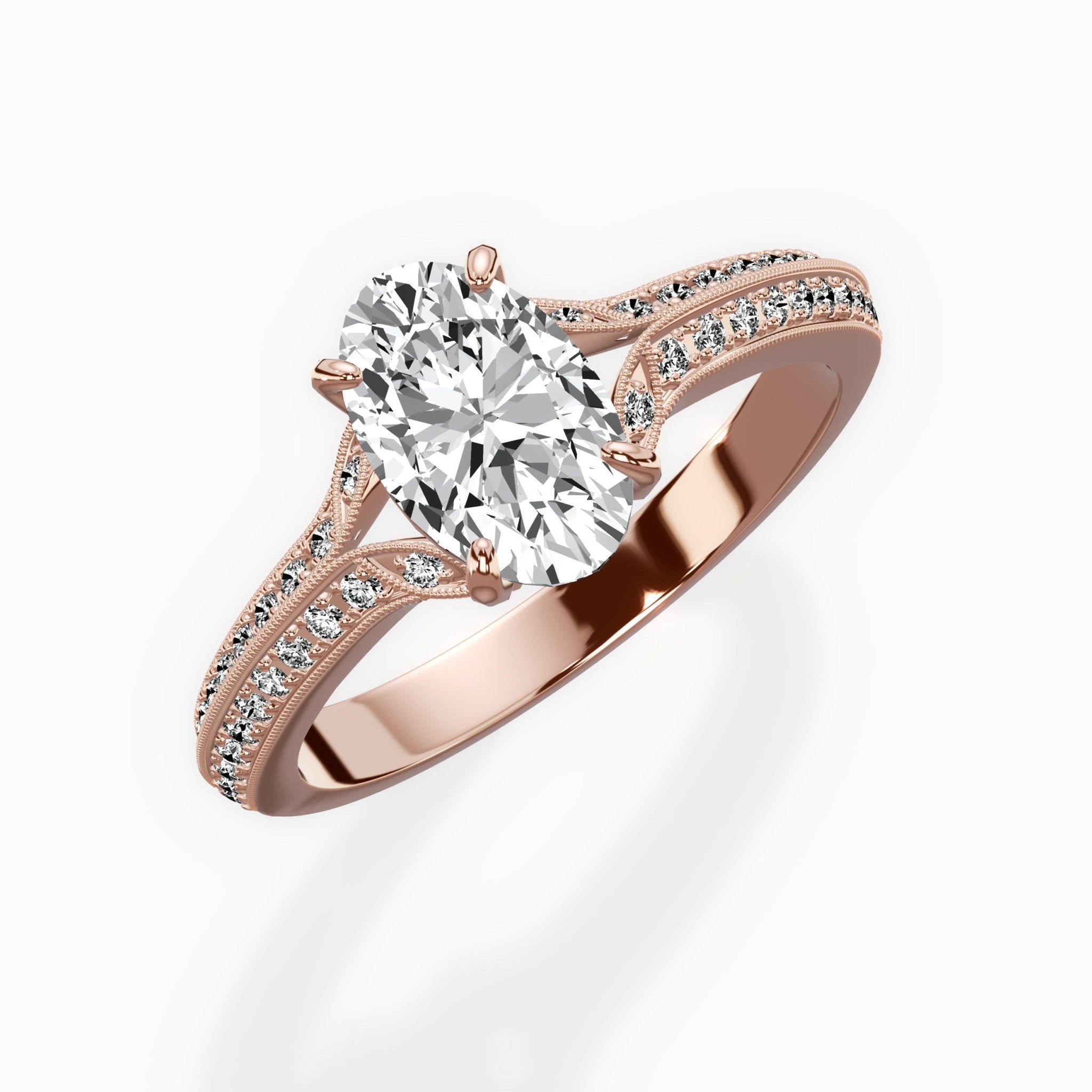 Two Petals Pave Vintage Engagement Ring - The Better Diamonds