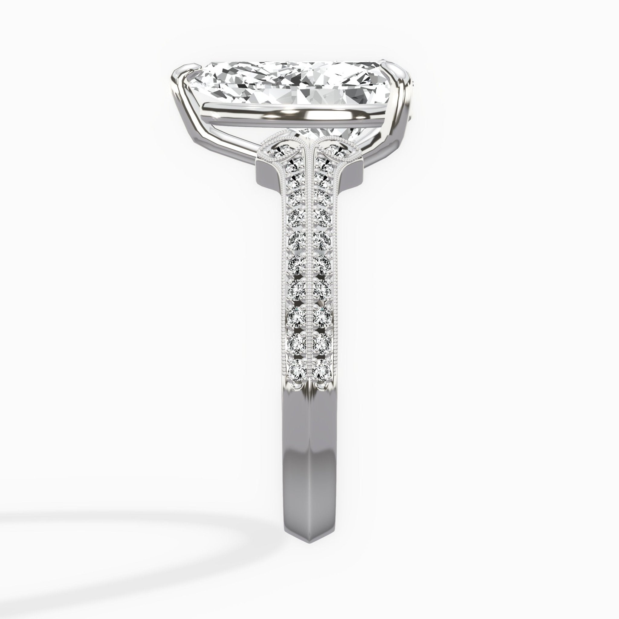 Two Petals Pave Vintage Engagement Ring - The Better Diamonds