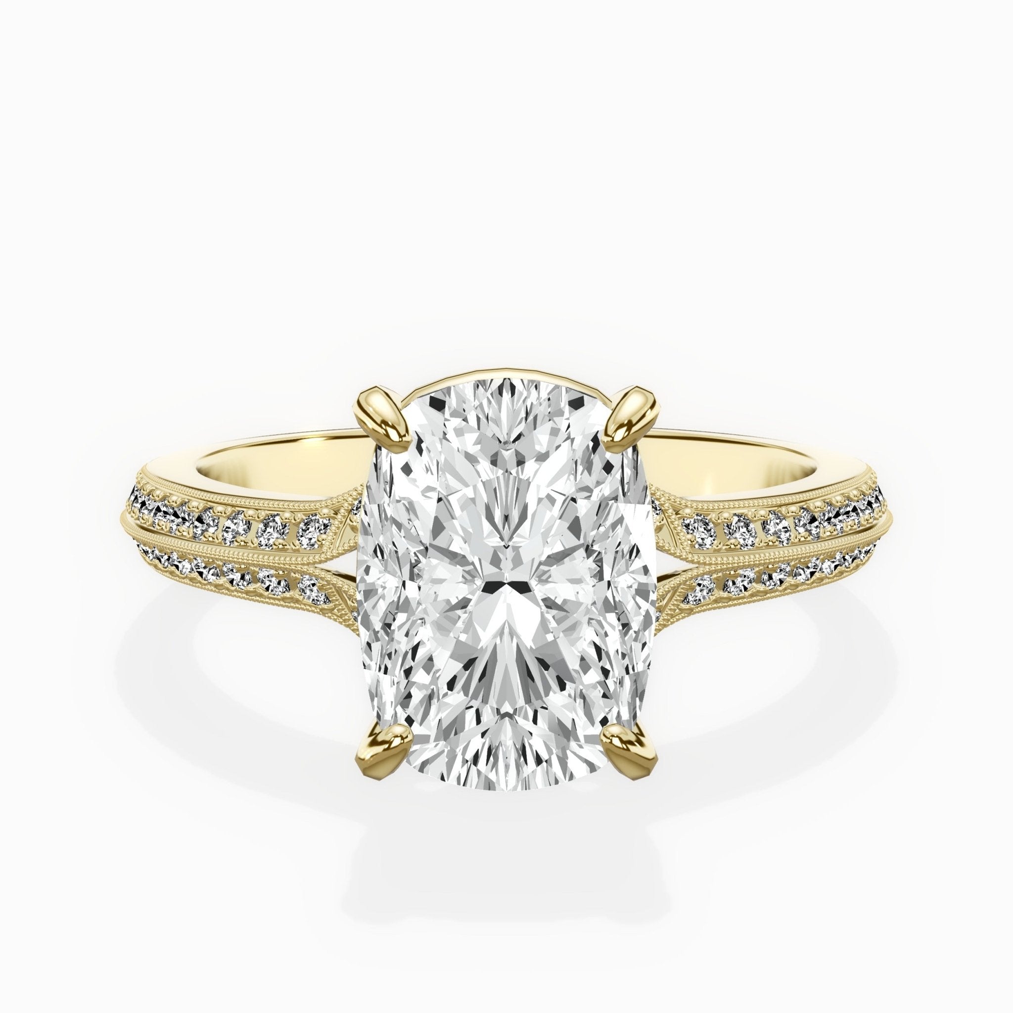 Two Petals Pave Vintage Engagement Ring - The Better Diamonds