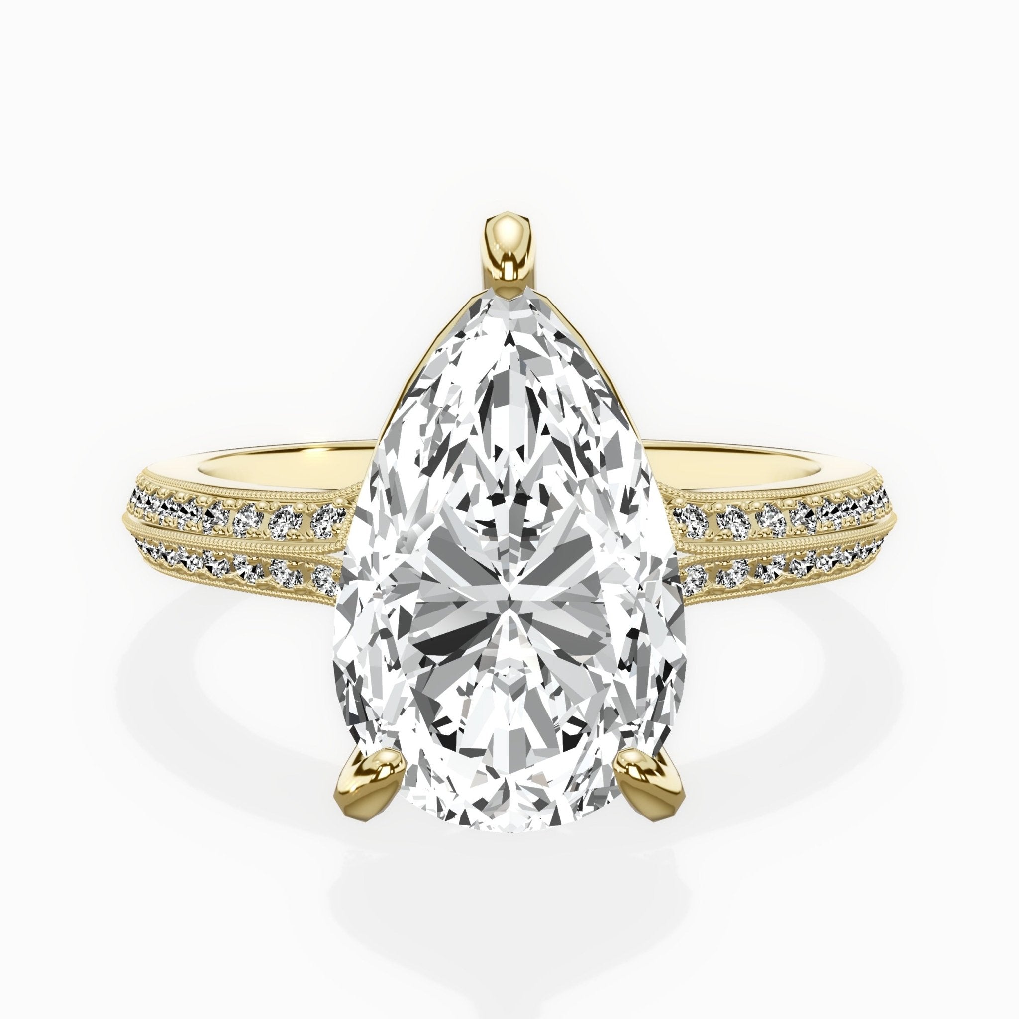 Two Petals Pave Vintage Engagement Ring - The Better Diamonds