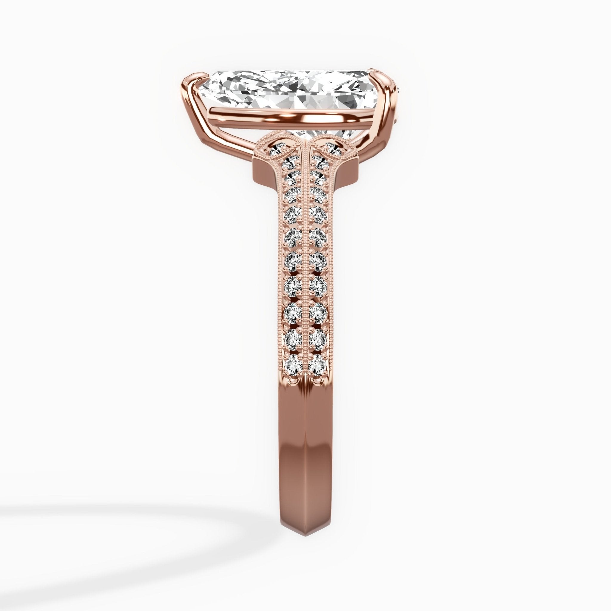 Two Petals Pave Vintage Engagement Ring - The Better Diamonds
