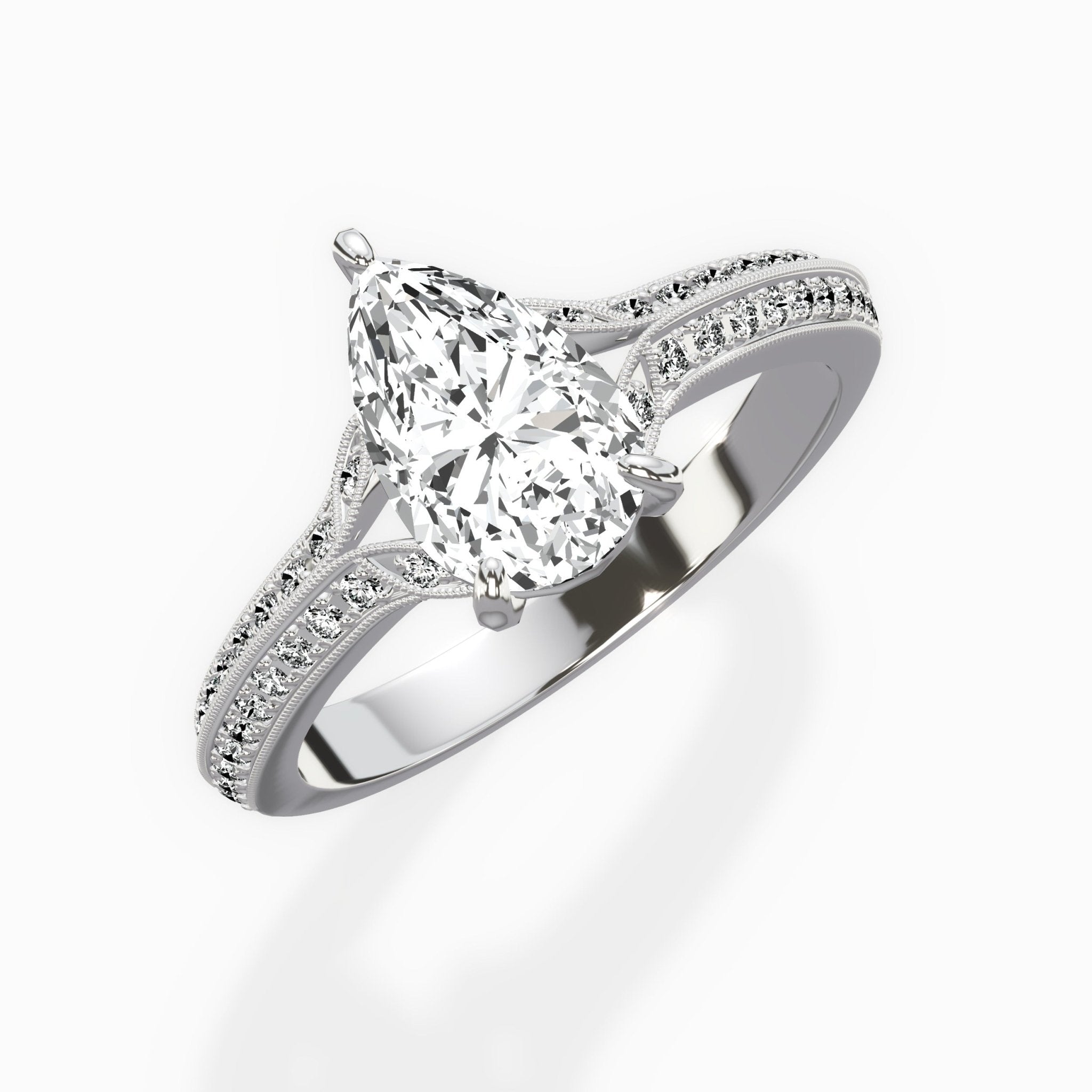 Two Petals Pave Vintage Engagement Ring - The Better Diamonds