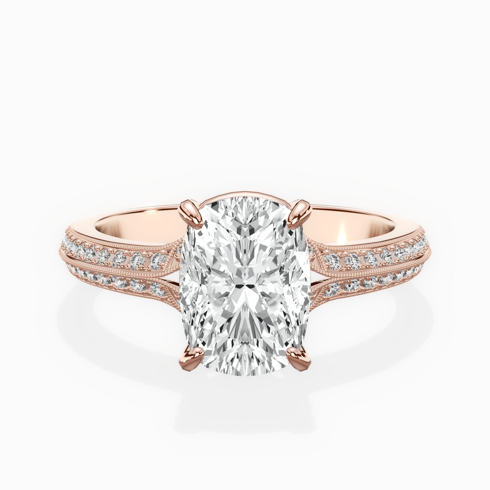 Two Petals Pave Vintage Engagement Ring - The Better Diamonds