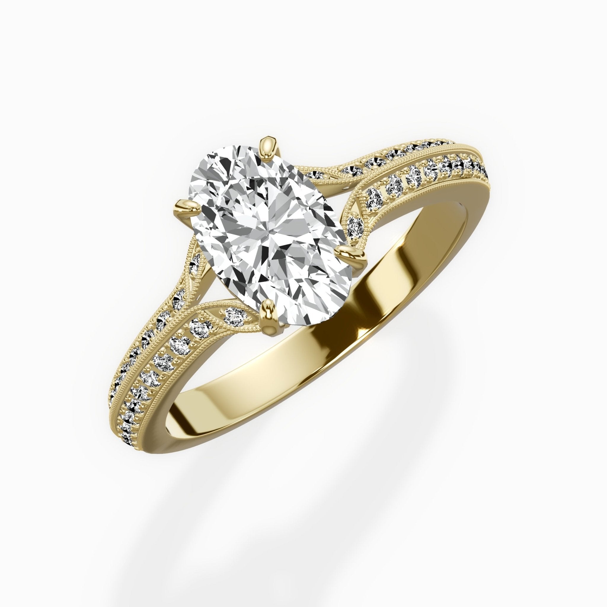 Two Petals Pave Vintage Engagement Ring - The Better Diamonds