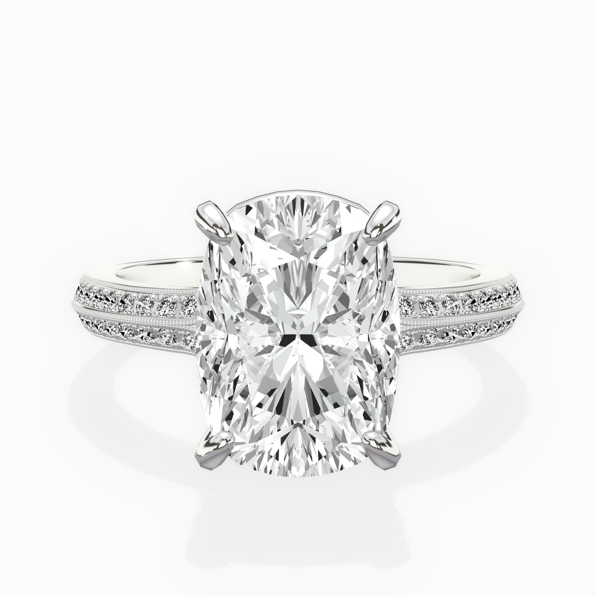 Two Petals Pave Vintage Engagement Ring - The Better Diamonds