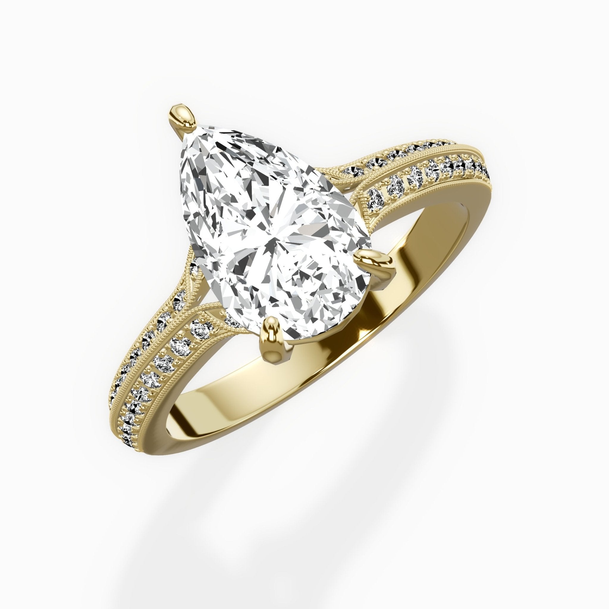 Two Petals Pave Vintage Engagement Ring - The Better Diamonds