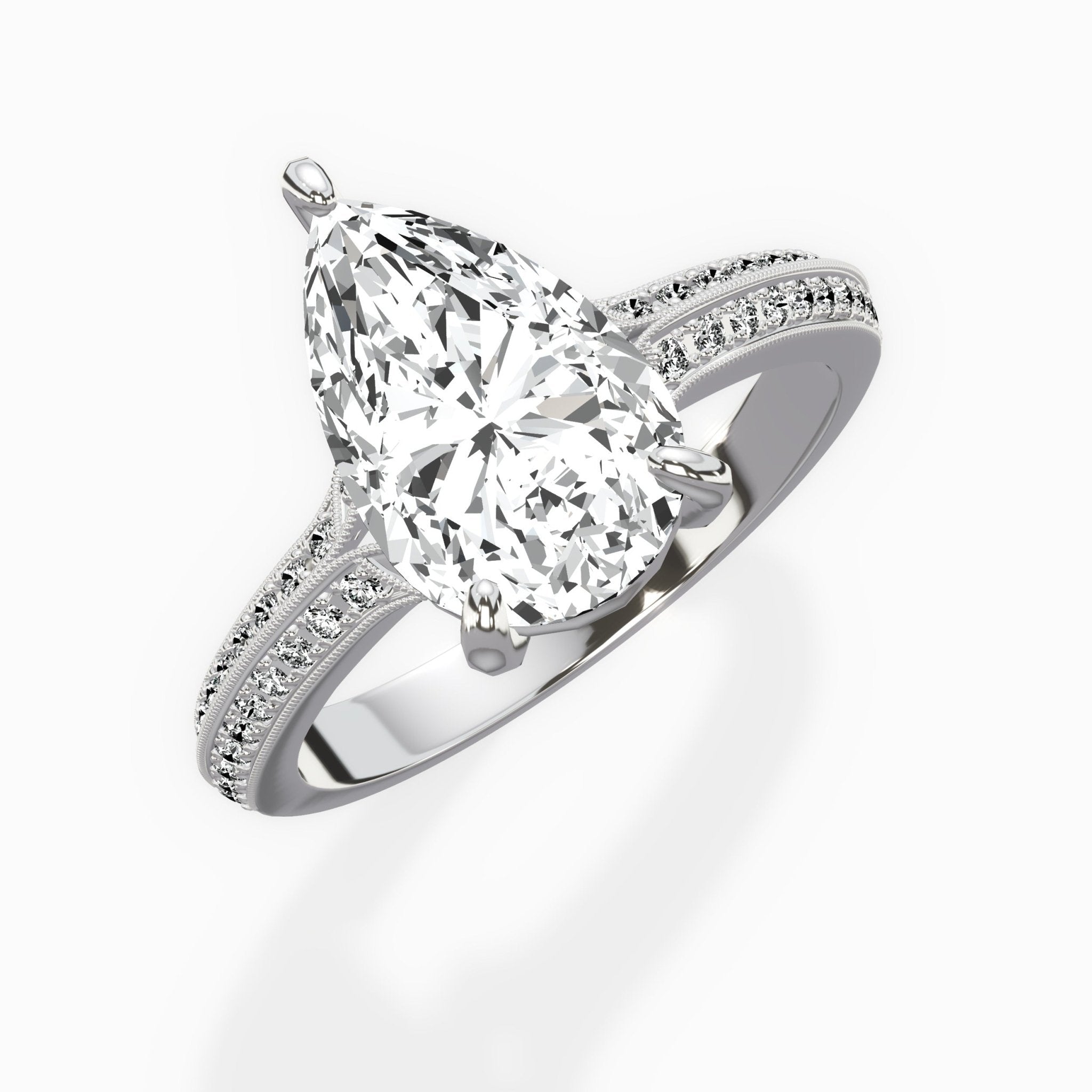 Two Petals Pave Vintage Engagement Ring - The Better Diamonds