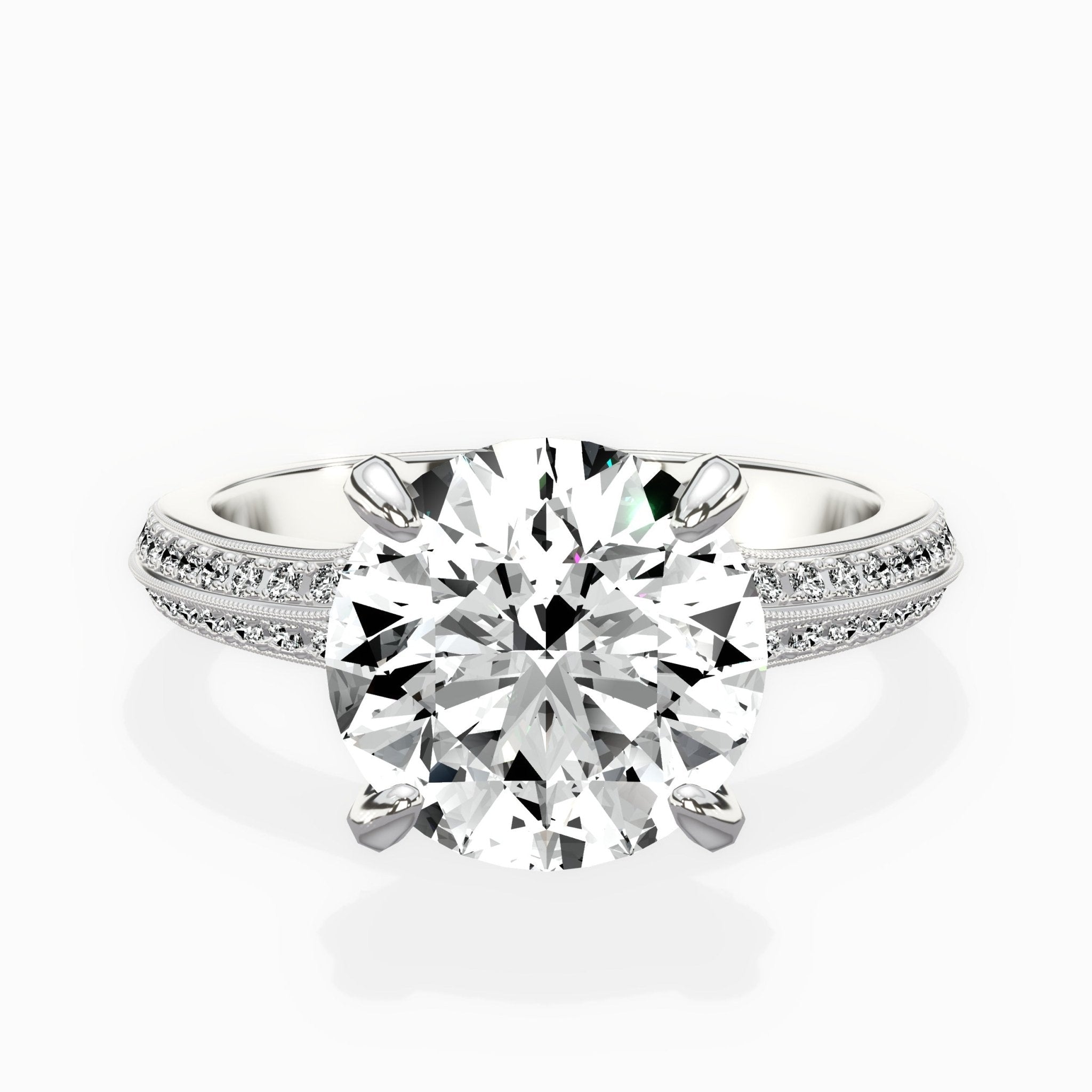 Two Petals Pave Vintage Engagement Ring - The Better Diamonds
