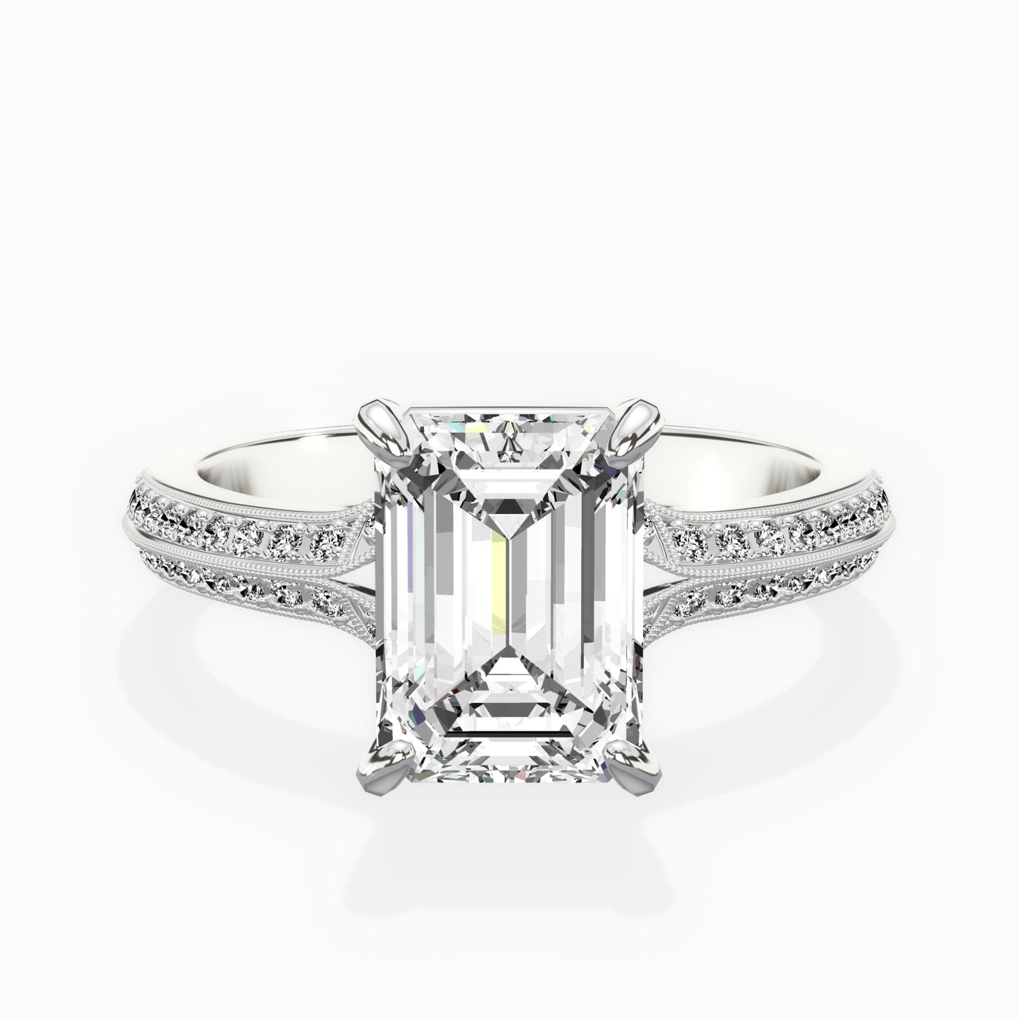 Two Petals Pave Vintage Engagement Ring - The Better Diamonds