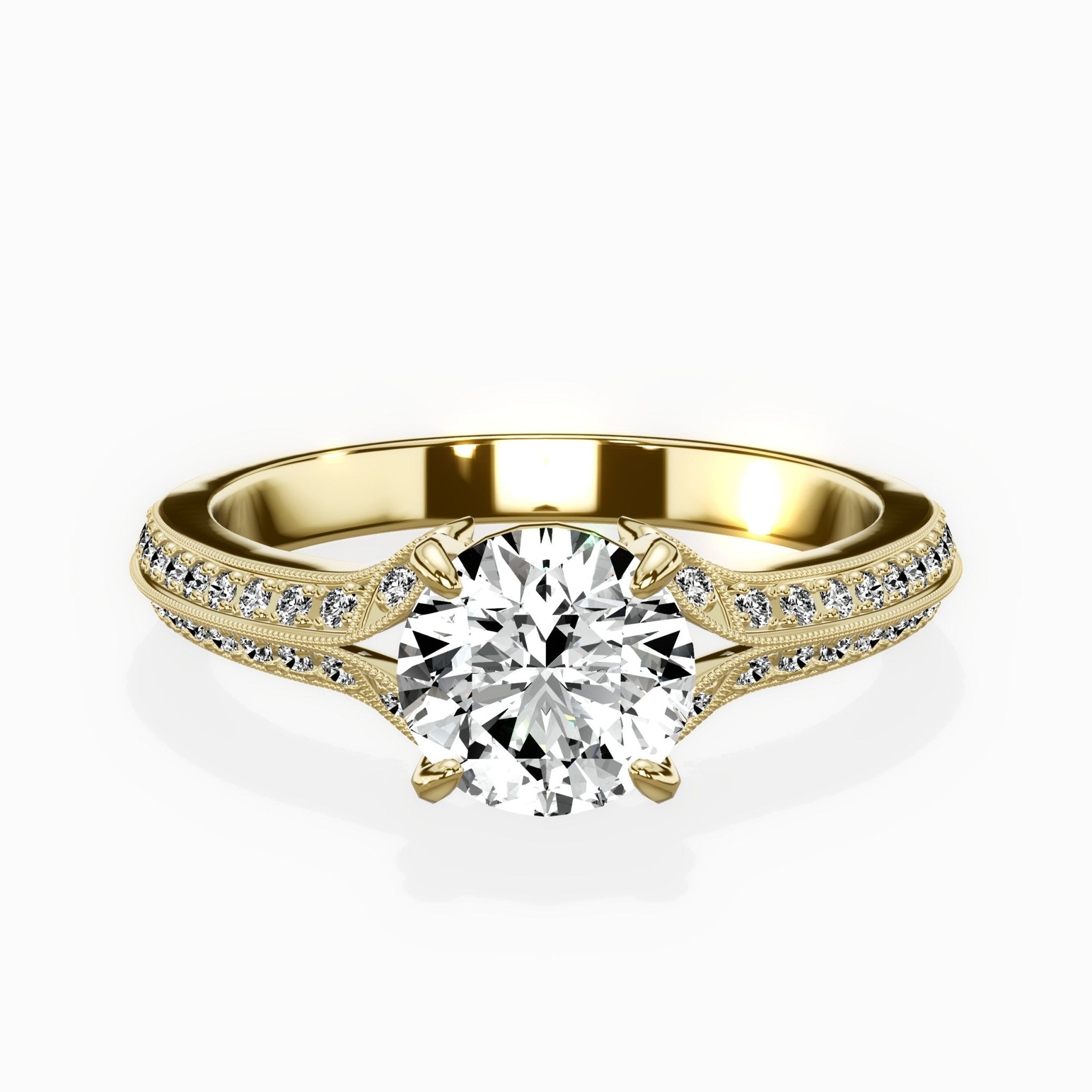 Two Petals Pave Vintage Engagement Ring - The Better Diamonds