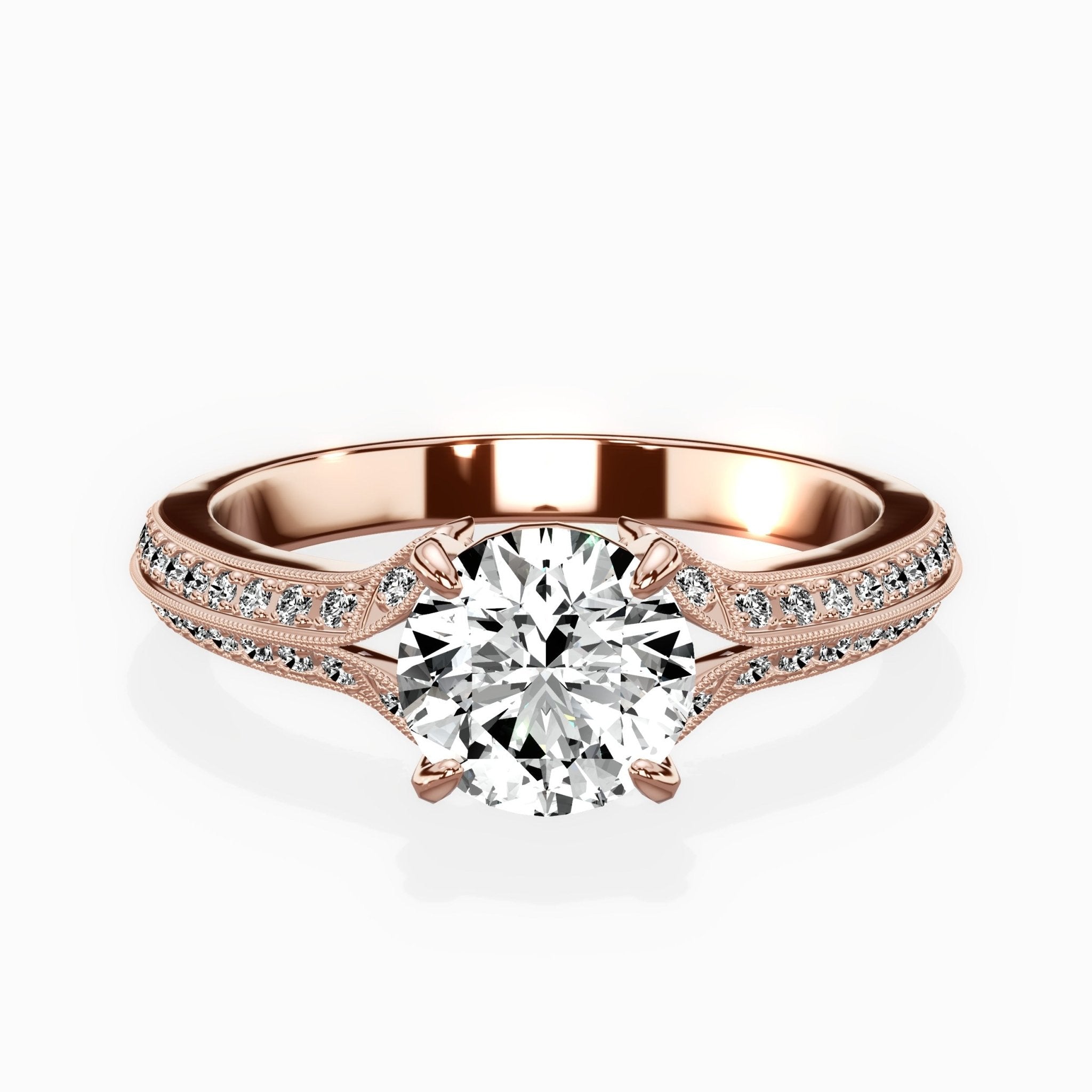 Two Petals Pave Vintage Engagement Ring - The Better Diamonds