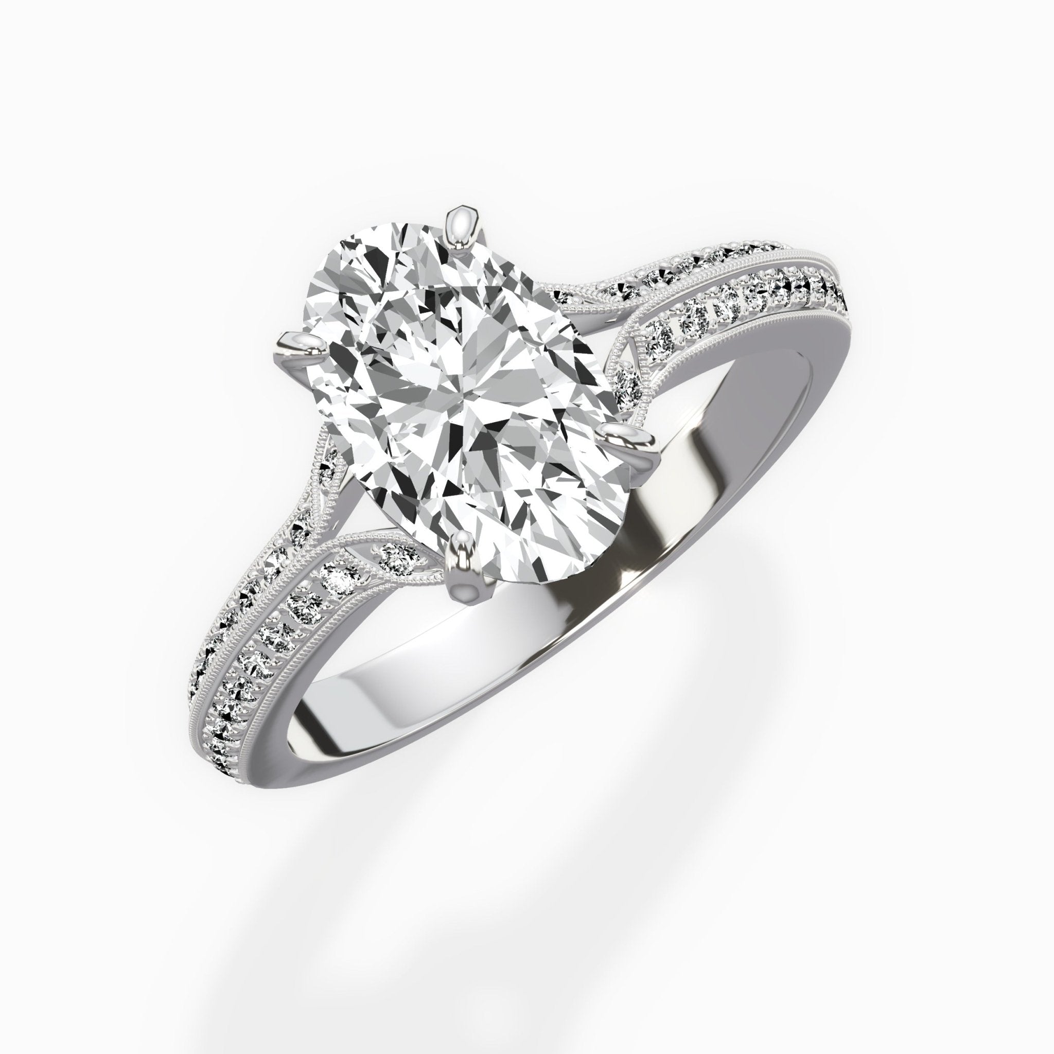 Two Petals Pave Vintage Engagement Ring - The Better Diamonds