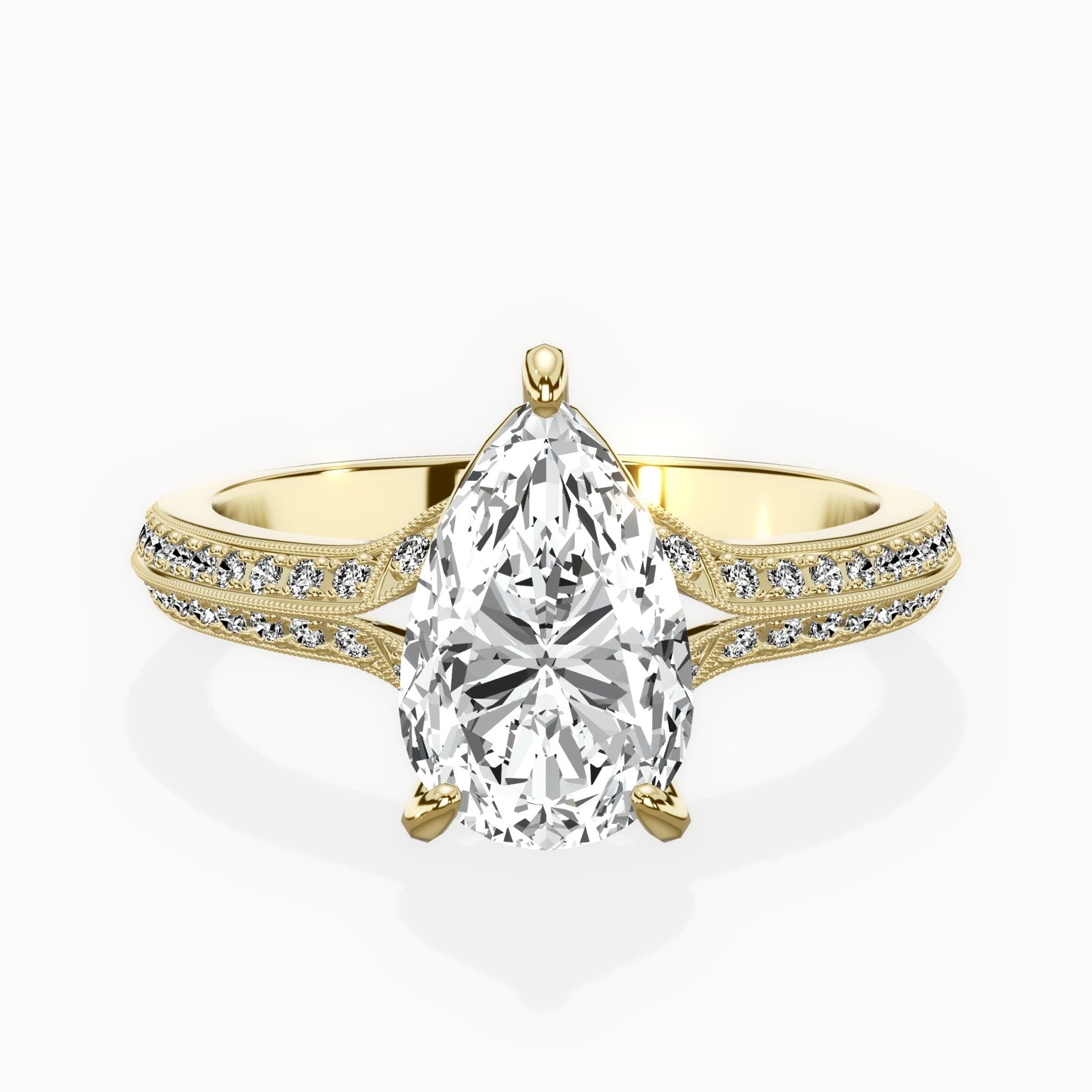 Two Petals Pave Vintage Engagement Ring - The Better Diamonds