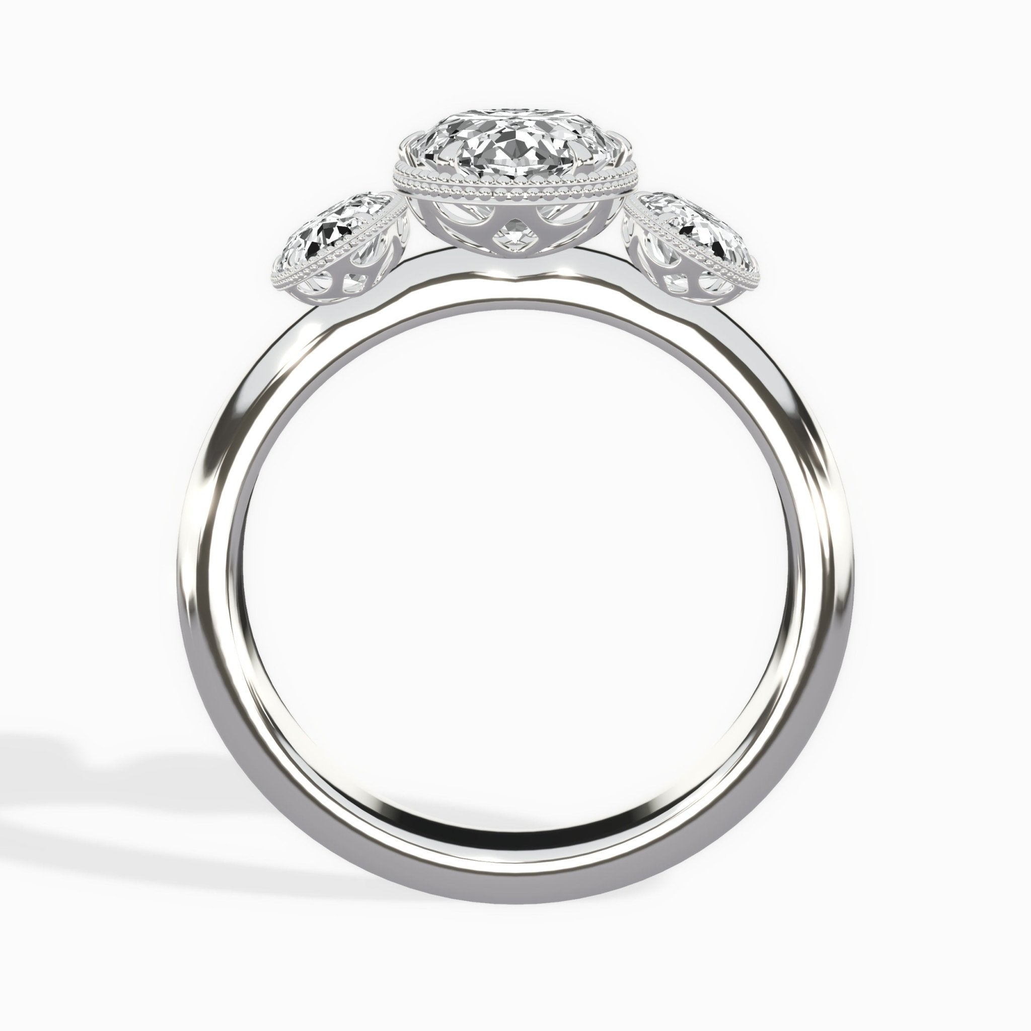 Venice Three Stone 1.73 ct Oval Engagement Ring in White Gold - The Better Diamonds