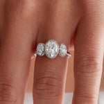 Venice Three Stone 1.73 ct Oval Engagement Ring in White Gold - The Better Diamonds