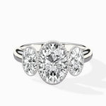 Venice Three Stone 1.73 ct Oval Lab Grown Diamond Engagement Ring in 14K White Gold - The Better Diamonds