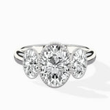 Venice Three Stone 1.73 ct Oval Lab Grown Diamond Engagement Ring in 14K White Gold - The Better Diamonds