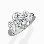 Venice Three Stone 1.73 ct Oval Lab Grown Diamond Engagement Ring in 14K White Gold - The Better Diamonds