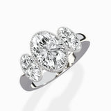 Venice Three Stone 1.73 ct Oval Lab Grown Diamond Engagement Ring in 14K White Gold - The Better Diamonds