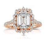 Vintage Halo Emerald Engagement Ring in Rose Gold