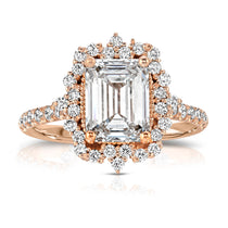 Vintage Halo Emerald Engagement Ring in Rose Gold