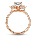 Vintage Halo Emerald Engagement Ring in Rose Gold