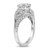 Dome Antique Vintage Style Round Engagement Ring in White Gold