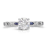 Bleu Vintage Style Round Engagement Ring in White Gold