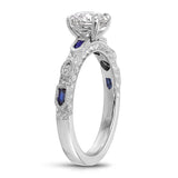 Bleu Vintage Style Round Engagement Ring in White Gold