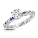 Bleu Vintage Style Round Engagement Ring in White Gold