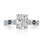 Devotion Vintage Style Long Cushion Engagement Ring in White Gold