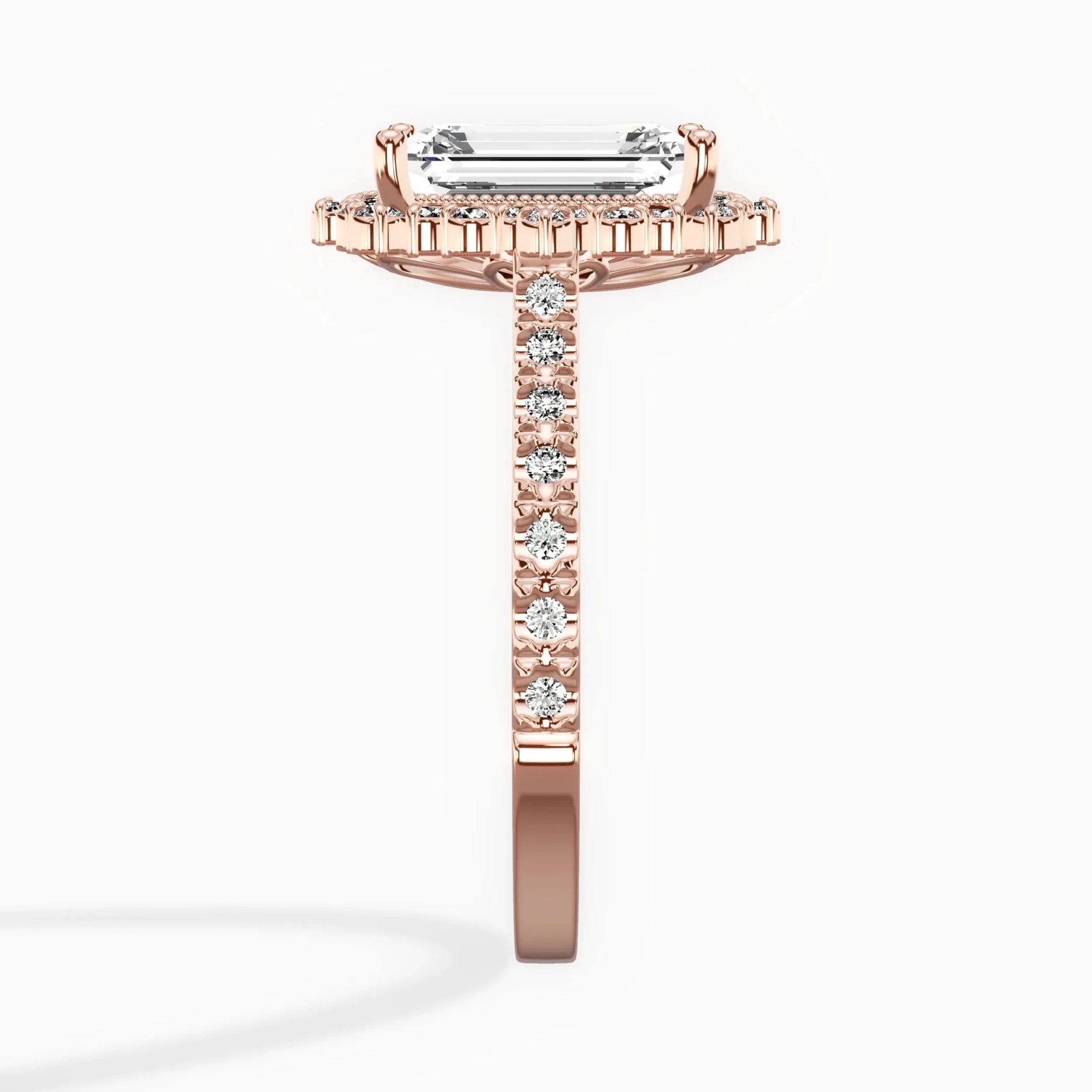 Vintage Halo 2.51 ct Emerald Engagement Ring in Rose Gold - The Better Diamonds
