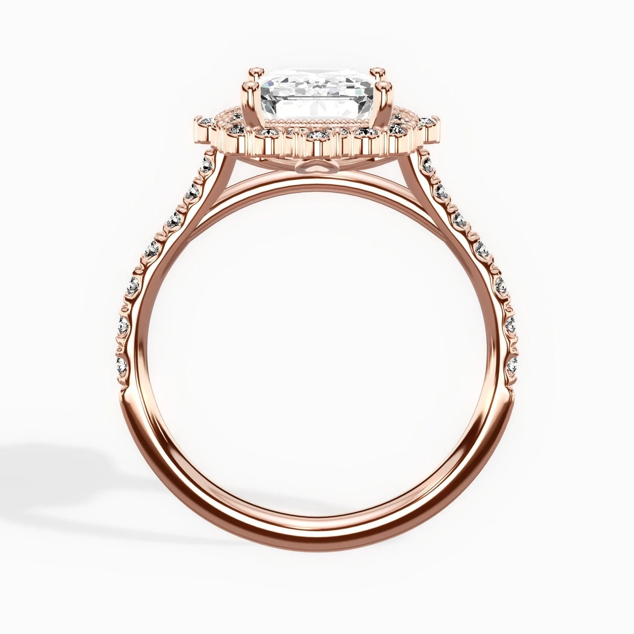 Vintage Halo 2.51 ct Emerald Engagement Ring in Rose Gold - The Better Diamonds