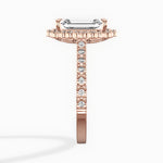 Vintage Halo 2.51 ct Emerald Lab Grown Diamond Engagement Ring in 14K Rose Gold - The Better Diamonds