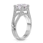 Split Shank Vintage Style Cushion Engagement Ring in White Gold