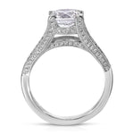 Split Shank Vintage Style Cushion Engagement Ring in White Gold