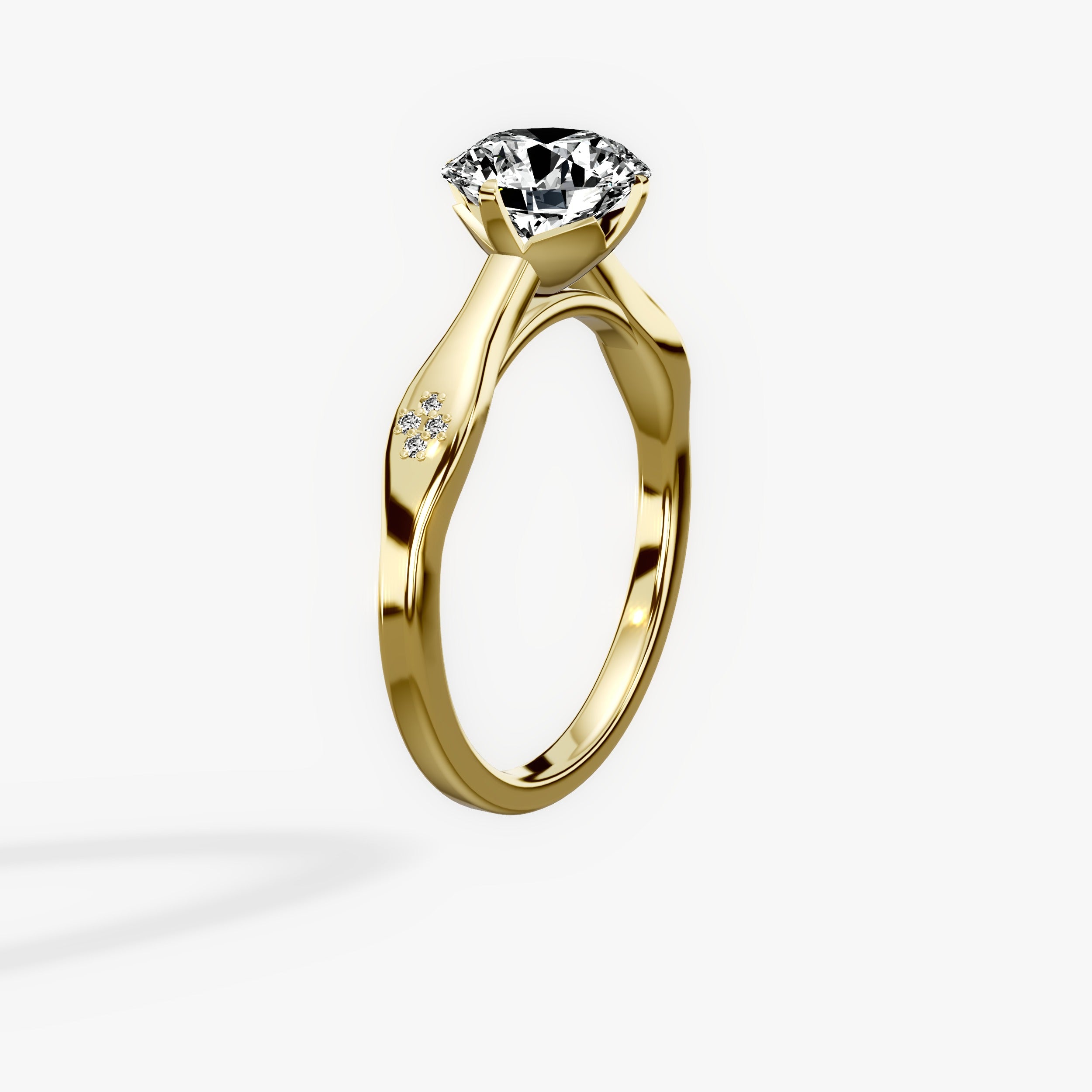 Vintage Style European Round Engagement Ring in Yellow Gold