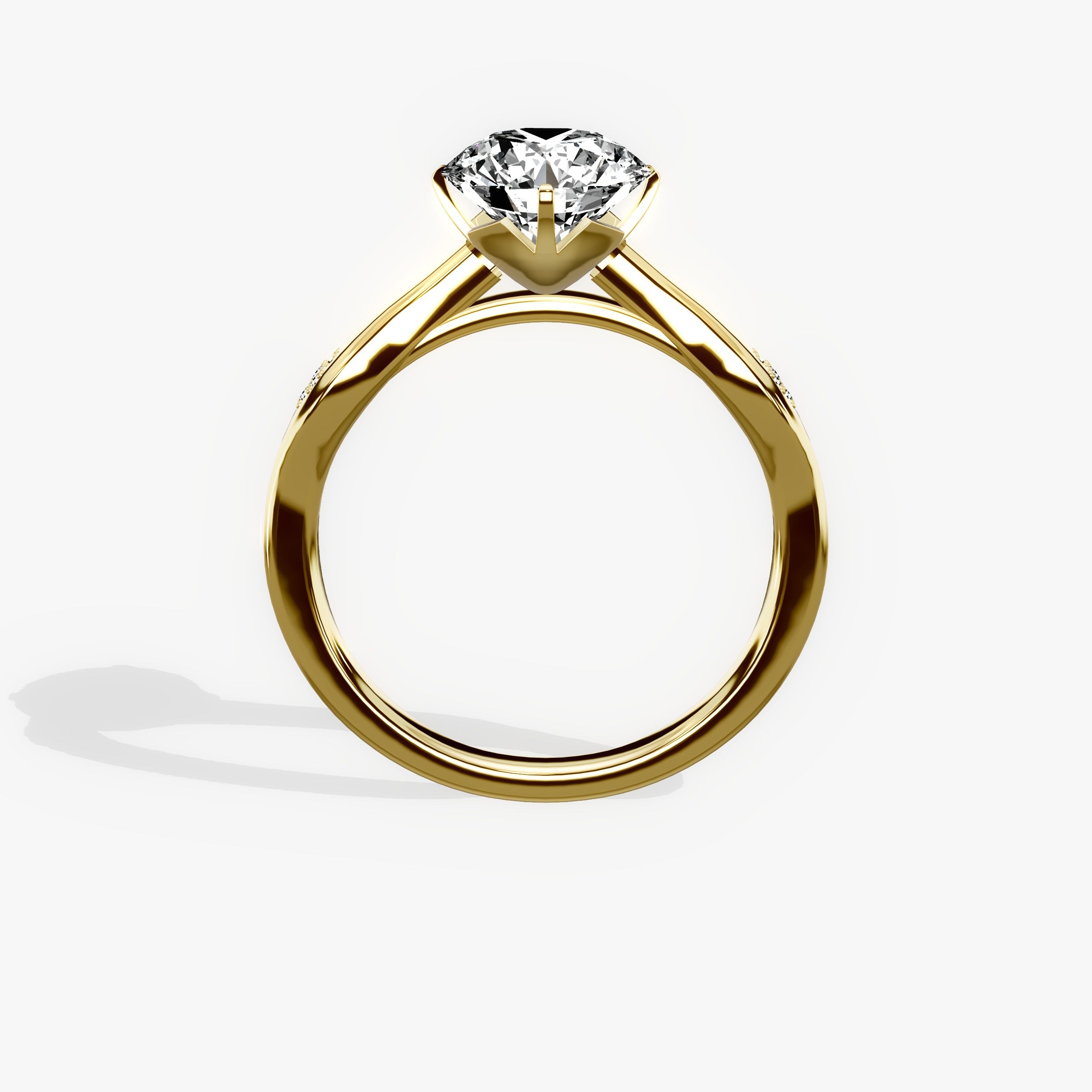 Vintage Style European Round Engagement Ring in Yellow Gold