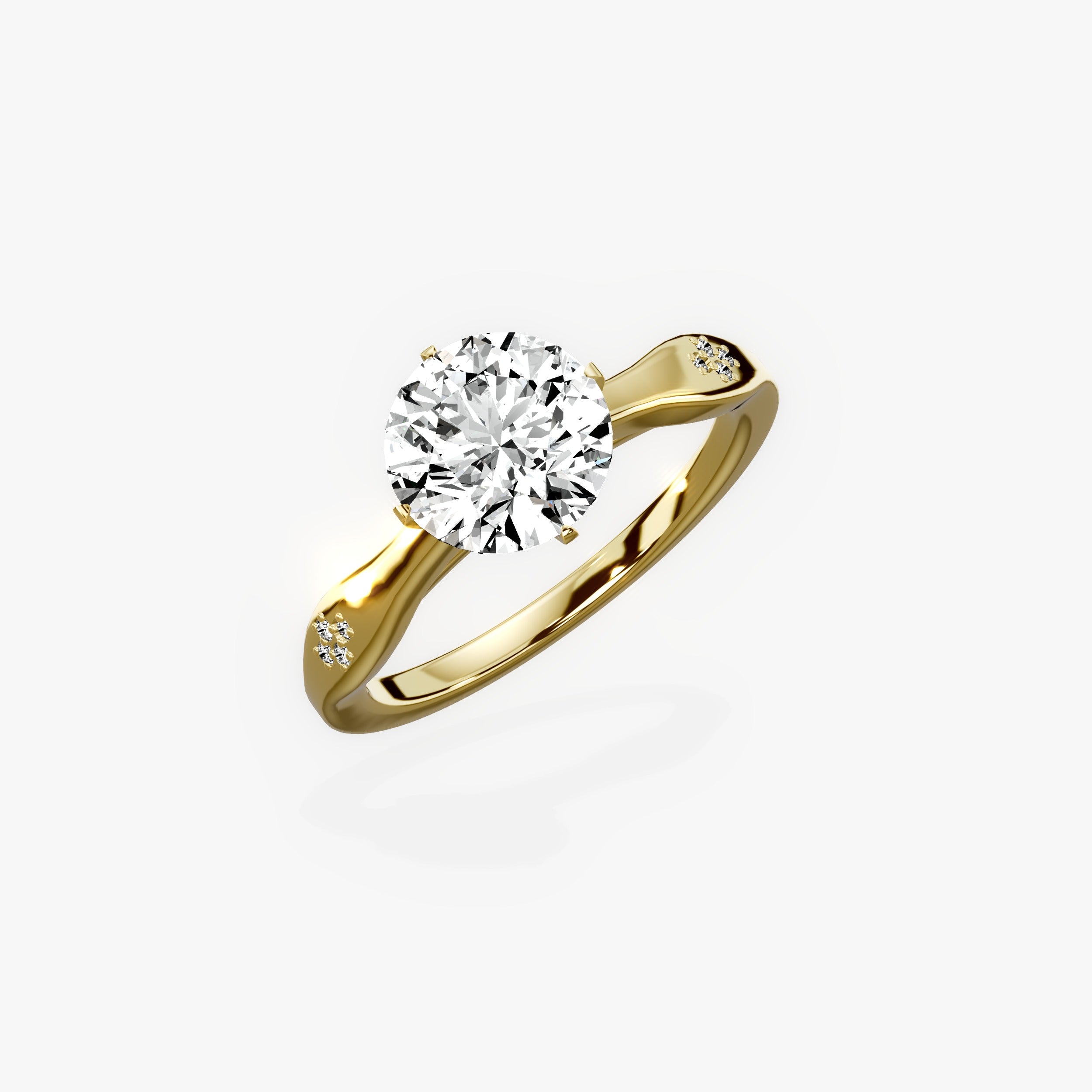 Vintage Style European Round Engagement Ring in Yellow Gold